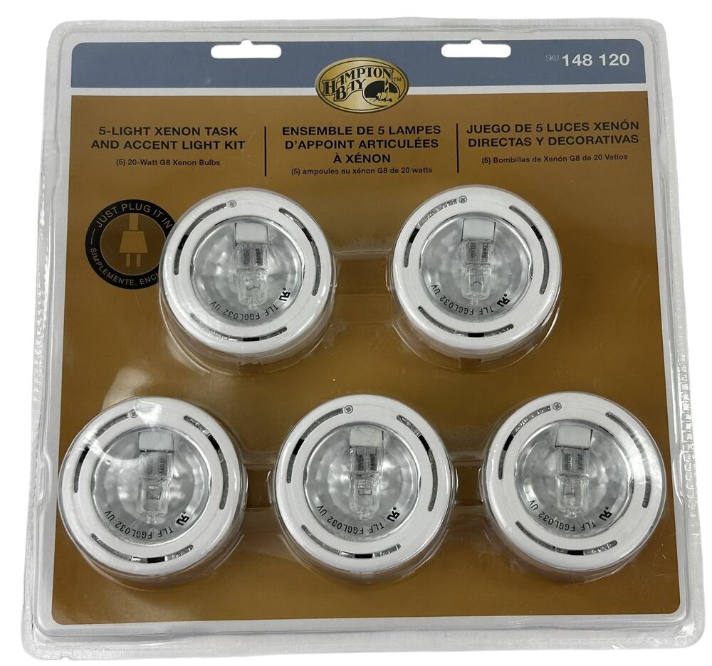 Hampton Bay 5 Light Xenon Task & Accent Light Kit 148 120 White 20 Watt G8 Bulb